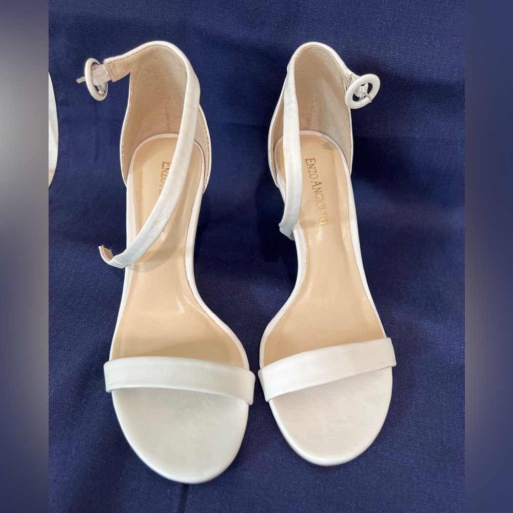 Enzo Angiolini white strappy heels size 6.5. Leather upper.